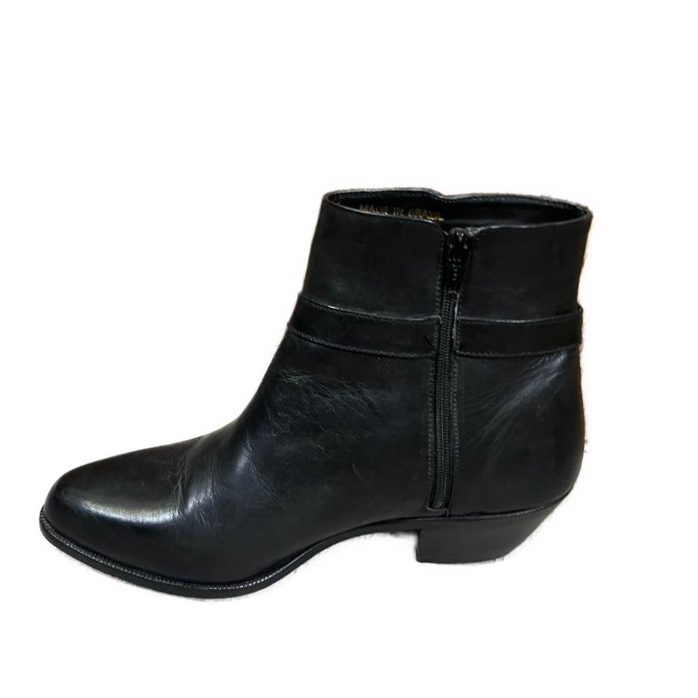 Giovanni Women’s Genuine Leather Black Boots Side Zip Buckle Detail- Size 6.5 - Picture 4 of 11